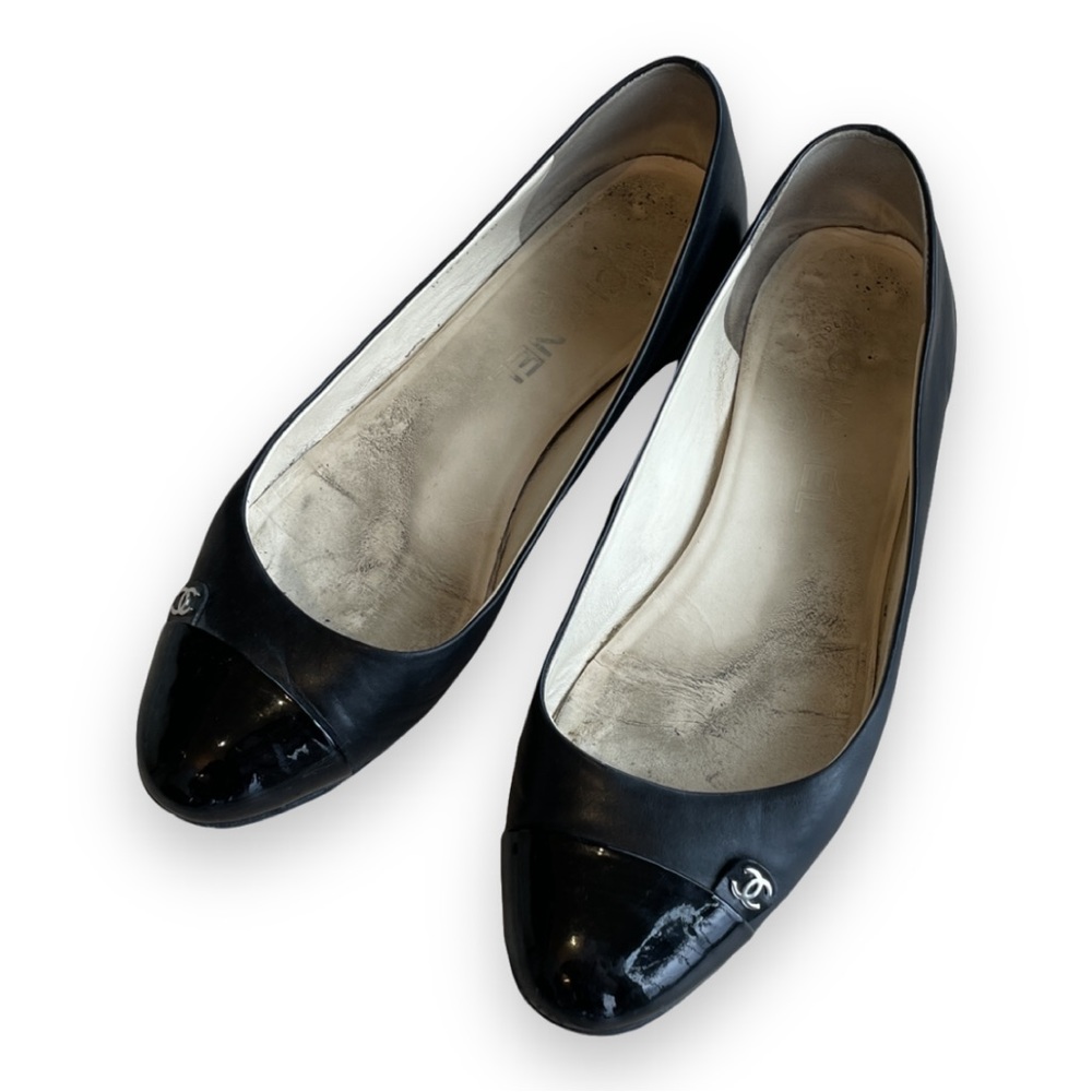 chanel classic black ballet flats 38.5
